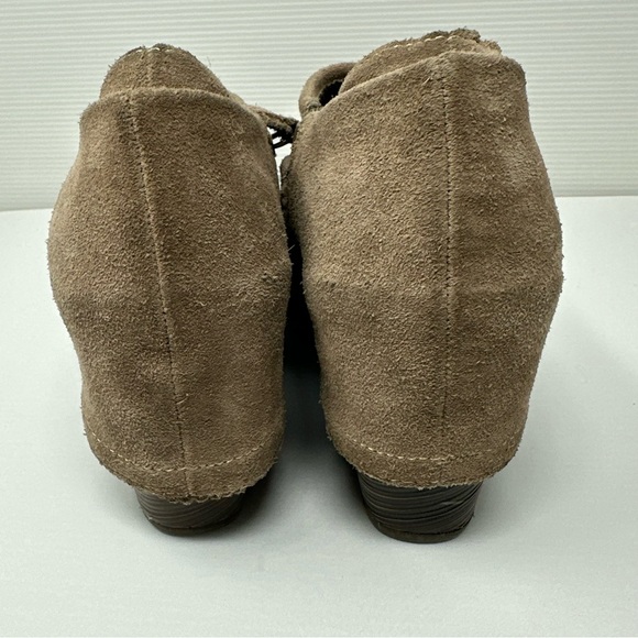 Dr Scholl’s Suede Leather Fold Over Ankle Boot Wedges Size 9 Brown - Picture 2 of 9